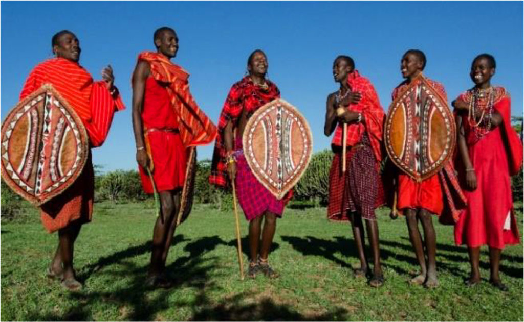 Group of Maasai in traditional dress