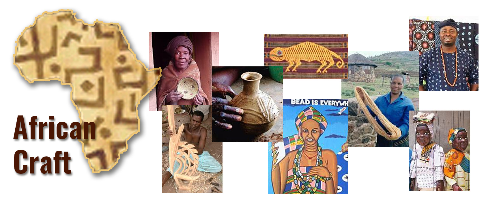 Photos of several artisans displaying their work. Ranging from wood work, to pottery, to weaving, and much  more. 
